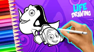 Drawing and coloring Nemo & Dori for kids | Digital drawing