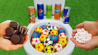 Football VS Oreo, Coca Cola Zero, Pepsi, Fanta, Red Bull, Yedigün and Mentos in the toilet