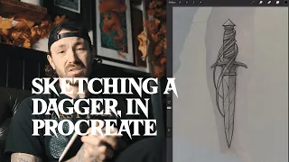Drawing a Dagger in Procreate // Tutorial for Tattoo design // Digital Illustration