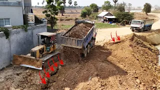 EP_6| Full Operation & Hardly Work Small Bulldozer Pushing Dirt Repair The Landslide Again and Again