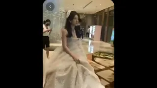 Chinese actress Zhao Lusi in bridal dress.. white long dress