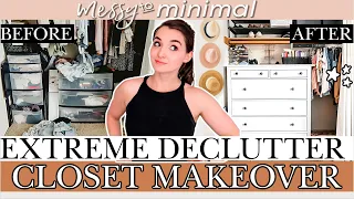 90% of my clothing GONE! 😮 MESSY TO MINIMAL👗Clothing EXTREME DECLUTTER + Closet Tour MAKEOVER