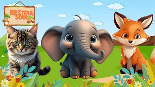 Cute Little Animals: Elephant, Cat, Fox, Cow, Dog - Animal Sounds