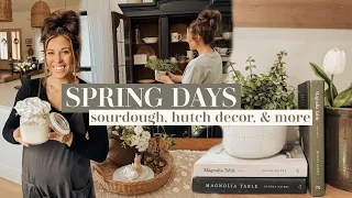 SPRING HOMEMAKING | sourdough journey, new plants, & decorating hutch for spring!