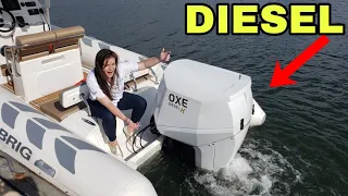 New Diesel Outboard Water Demo Oxe Diesel K 150 HP on Brig Navigator 730 Palm Beach Boat Show
