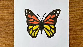 How to Draw Butterfly Easy || Monarch butterfly drawing and Coloring || Pencil drawing images