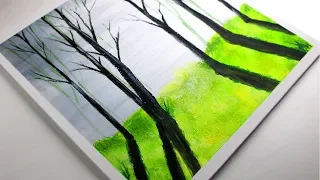 Forest Shadow painting for beginners | acrylic painting tutorial