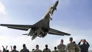 US Massive B-1 Bomber Performs Awesome Low Landing