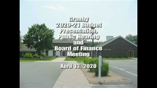 Granby Budget Public Hearing & Board of Finance Meeting - 04-13-20