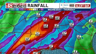 48 First Alert Forecast: Widespread heavy rain and possible flooding Wednesday