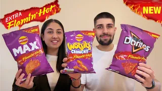 NEW WALKERS FLAMIN HOT CRISPS REVIEW! (DORITOS, WOTSITS AND MAX)