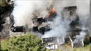 Fire Guts Luxury Hamptons Home **AERIAL FOOTAGE** #hamptons #firevideo #fireservice #aerialfootage