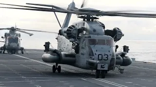 USMC CH-53E Super Stallion operations on the HMS Prince of Wales