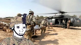 Courtesy of the Red, White and Blue but the medevac is carrying your friends away from Fallujah