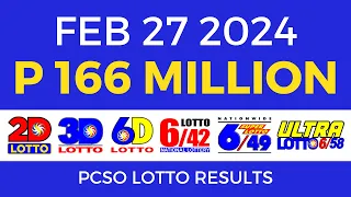 Lotto Result Today February 27 2024 9pm PCSO