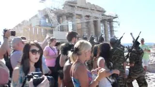 Raising the flag at the Parthenon!