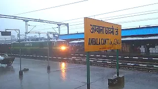 Ambala Cantt. Junction Railway Station - Train in Heavy Rain - Indian Railways