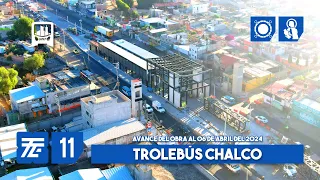 Trolebús EDOMEX Línea 11, Santa Marta - Chalco. Avance de obra al 06-04-2024.