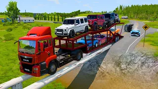 Facing the Challenge: Double Trailer Truck vs. Bridge - Epic Disasters in Beamng.Drive!