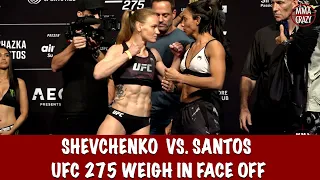 UFC 275: Valentina Shevchenko vs. Talia Santos weigh in Face Off