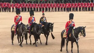 King Charles III of the United Kingdom inspecting troops from horseback - Trooping the Colour 2023