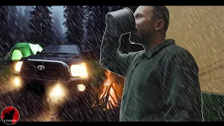 Rain Camping with my Truck, Tarp and Tent - Unpredictable Weather Camping Adventure