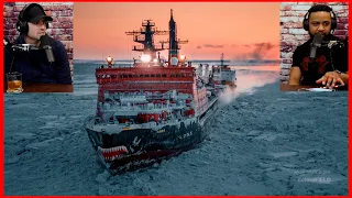 75 000 h.p. Nuclear Icebreaker Smashes Through The Frozen Ocean!! **TERRIFYING**