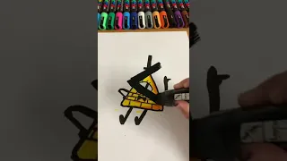 Drawing “Bill Cipher” (again) from “Gravity Falls” with Posca markers! X-ray effect! #shorts #posca