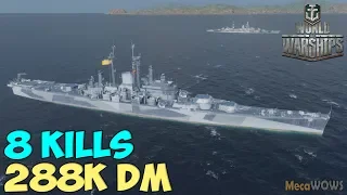 World of WarShips | Des Moines | 8 KILLS | 288K Damage - Replay Gameplay 4K 60 fps
