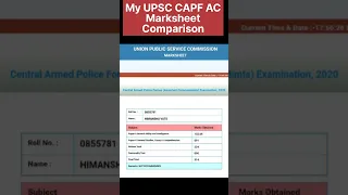 🔥 UPSC CAPF 2021 Topper Marksheet | AIR 1 Marksheet | CAPF AC 2021 Topper Marks #capf #upsc #shorts