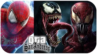 Jogando GTA San Andreas como Homem-Aranha, Venom e Carnificina | SpiderMan MOD - GTA SA Mod