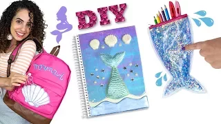 DIY MATERIAL ESCOLAR DE SEREIA: estojo líquido, caderno 3D e mochila | Paula Stephânia