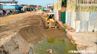 New Update Building Foundation Village Road By Stronger Dozer Pushing Rock & Sand Into Water