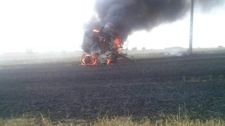 (Pożar prasy) Prasowanie słomy  Case 5150 & Claas variant 360RC (2022)