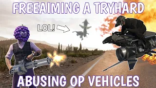 Tryhard Abusing OP Vehicles & Still Couldnt Keep Up in Free Aim! | GTA Online