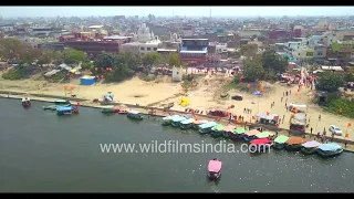 Is it even possible? A clean Yamuna river in aerial view at Vrindavan in Uttar Pradesh