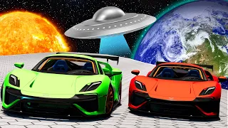 Racing Supercars on a DANGEROUS Futuristic Space Track in BeamNG Drive Mods!