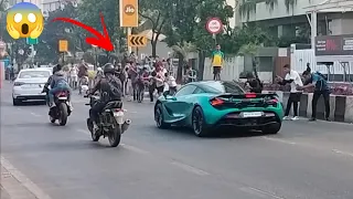 McLaren 720s full crowd 😱 & public reactions[Rs. 4.65 - 5.04 Crore] #crowd #mclaren #publicreaction