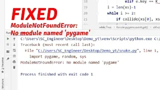 ModuleNotFoundError No module named 'pygame'