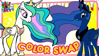 MLP My Little Pony Celestia and Luna Color Swap coloring pages