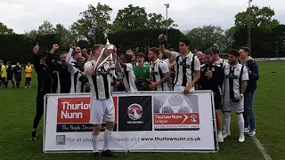 Long Melford celebrate their Thurlow Nunn League Challenge Cup final win