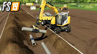 FS19 Public Works Concrete Pipes Irrigation Network Mining And Construction Farming Simulator 19