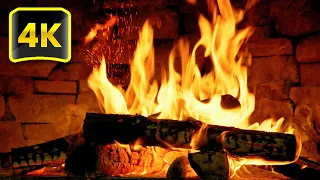 Warm Relaxing Night with Cozy Fireplace Burning 🔥 Relaxing Fireplace 4K with Crackling Fire Sounds