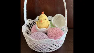 Пасхальная корзинка связанная крючком. Easter basket crochet.
