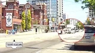 TTC bus driver tries to stop Mustang from turning from transit lane