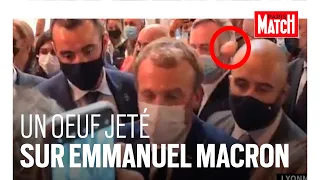Emmanuel Macron cible d'un jet d'oeuf à Lyon, toute la séquence en vidéo