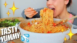 One-Pot Two Cheese Chicken Spaghetti Recipe (SQUISHY EATING SOUNDS) 먹방 Mukbang