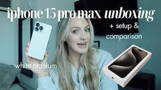 IPHONE 15 PRO MAX UNBOXING | + setup, cases, camera comparison & more! 📲