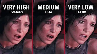 SHADOW OF THE TOMB RAIDER - PC 1080p Very High / Med / Very Low FPS + GRAPHICS COMPARISON
