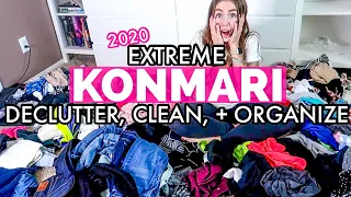 EXTREME DECLUTTER + CLEAN WITH ME 2020 | KONMARI METHOD DECLUTTER + ORGANIZE | CLEANING MOTIVATION
